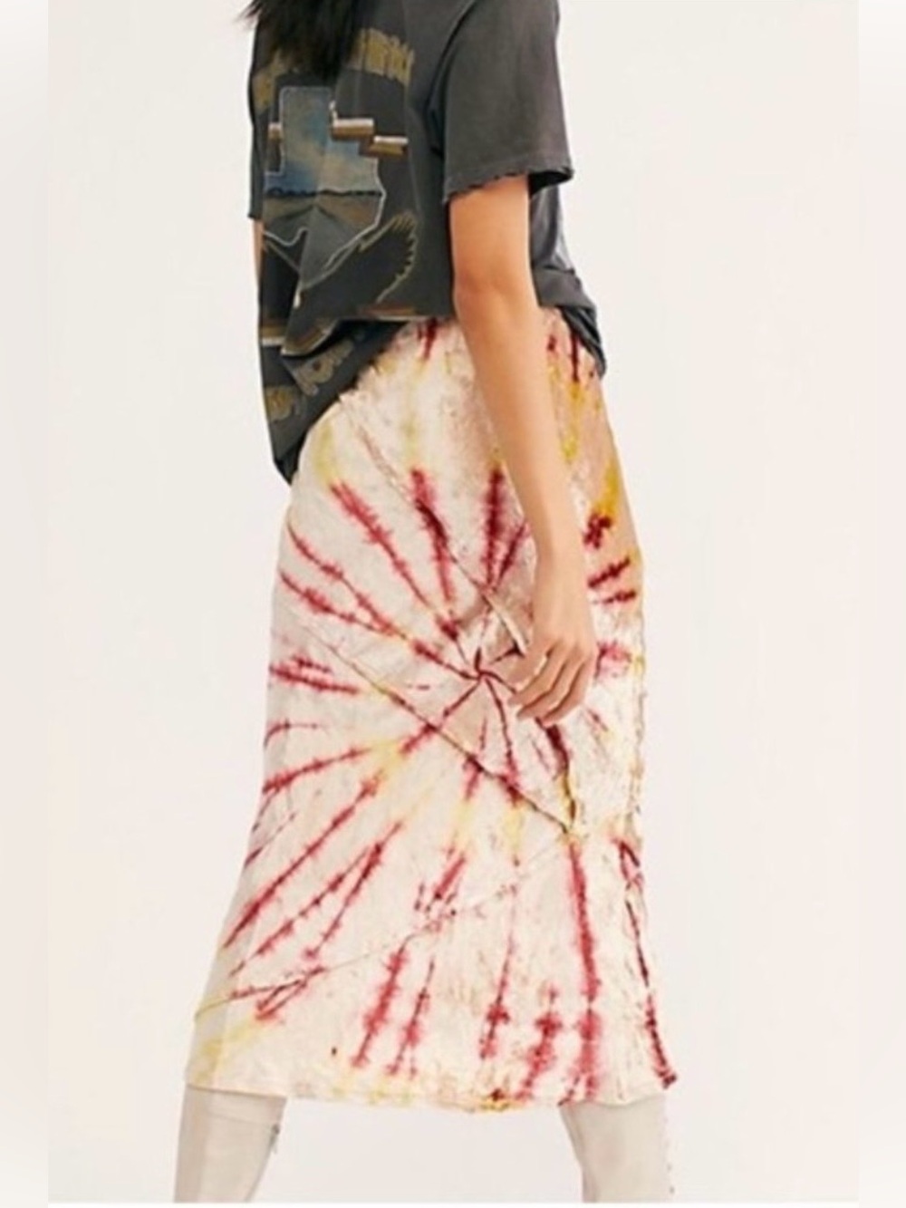 Free People Serious Swagger Crushed Velvet MIDI Skirt